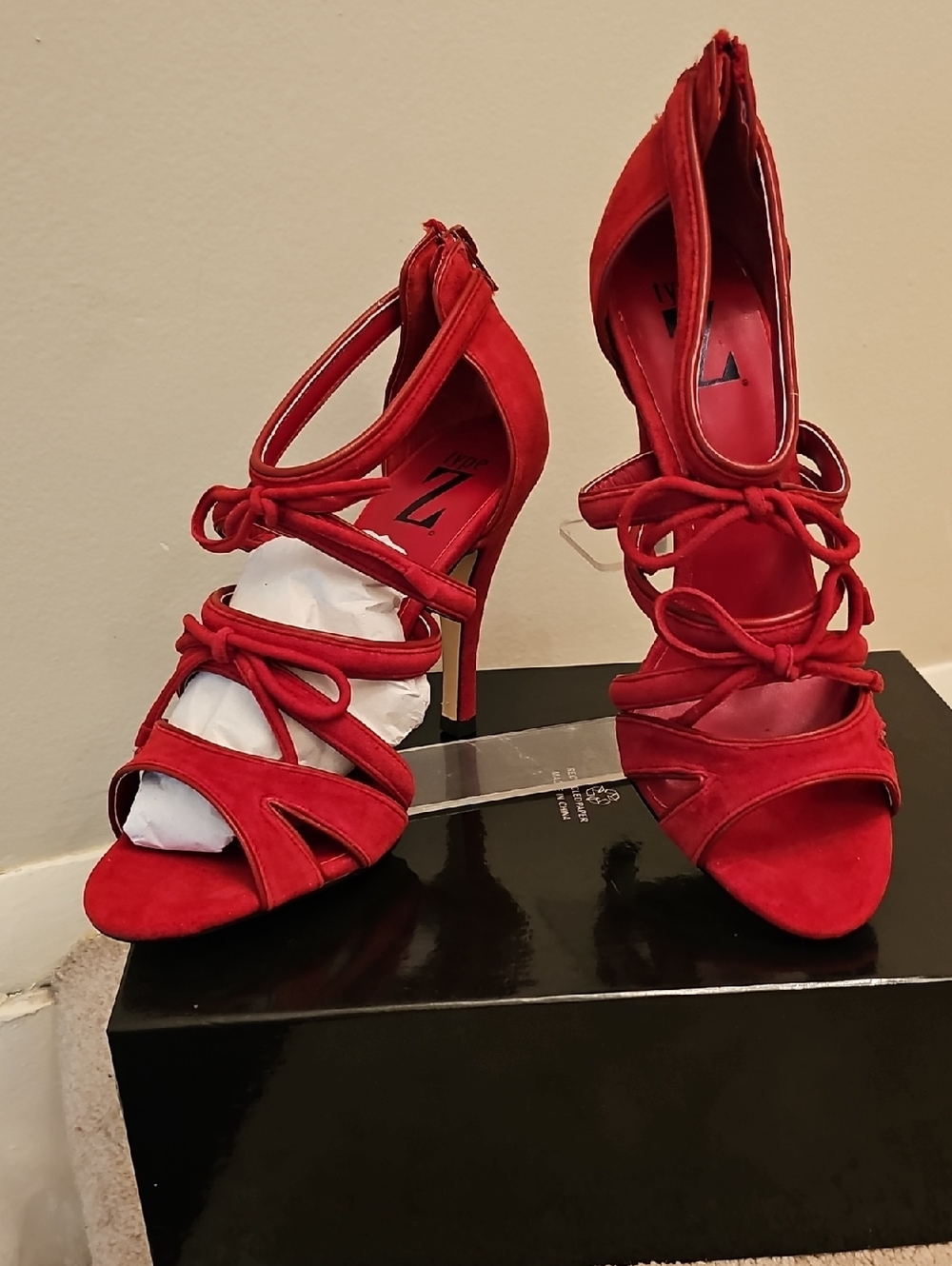 Type Z Red Lace-Up Stiletto Sandals